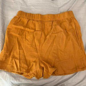 Yellow linen shorts